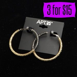 💎💰 Apt 9 Black and Gold Tone Hoop Earrings